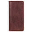 Obal na mobil pre Samsung Galaxy S24 Ultra, Wallet Litchi Leather, hnedé