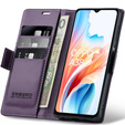 Puzdro pre Oppo A18 4G / A38 4G, ERBORD Glossy Litchi, flipová peňaženka, fialové