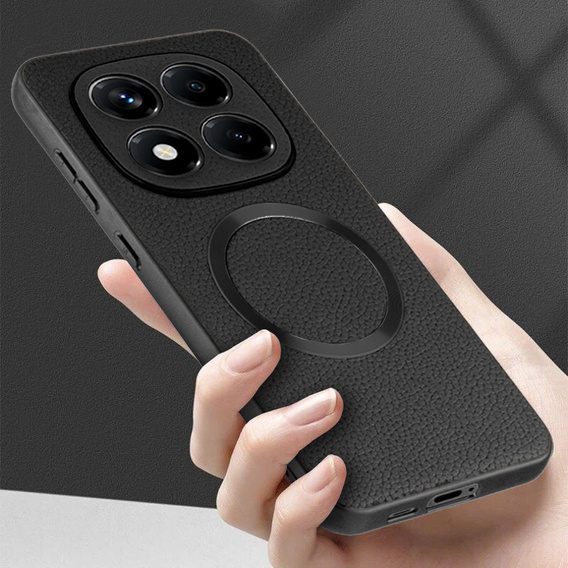 Obal na mobil pre Xiaomi Redmi Note 14 Pro 5G, Leather Hybrid MagSafe, čierne