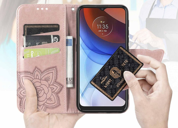 Klapkové puzdro pre Oppo Reno 13F / Oppo Reno 13FS, Butterfly, ružové rose gold