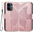 Klapkové puzdro pre Oppo Reno 13F / Oppo Reno 13FS, Butterfly, ružové rose gold