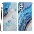 Klapkové puzdro pre Samsung Galaxy A25 5G, Wallet Marble, modré + 9H sklo