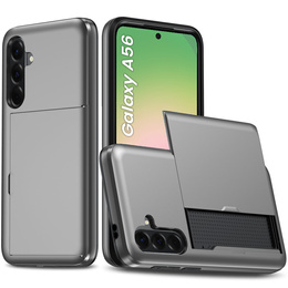 Obal na mobil pre Samsung Galaxy A56 5G, Sliding Card Holder, sivé