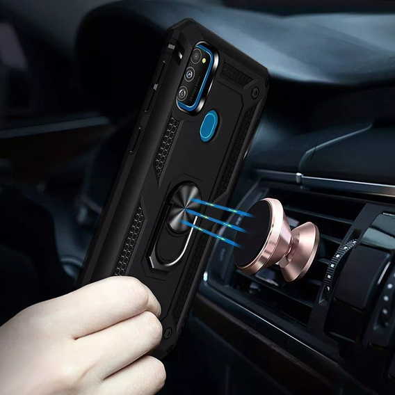 Pancierované obal na mobil pre Samsung Galaxy M21, Nox Case Ring, čierne