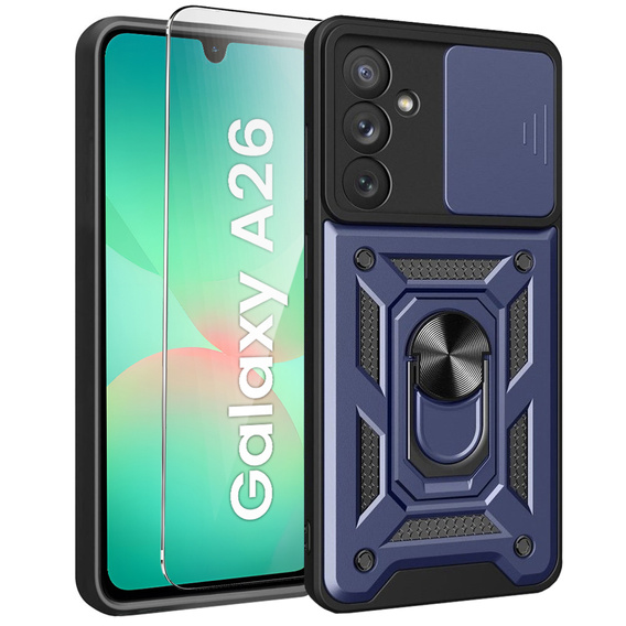 Pancierované puzdro pre Samsung Galaxy A26, CamShield Slide, modré + tvrdené sklo 9H