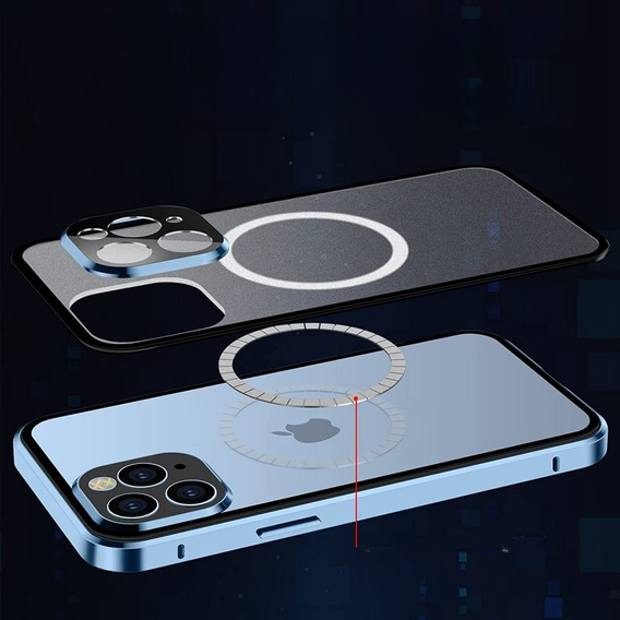 Magnetické puzdro Dual Glass MagSafe pre iPhone 13 Pro, modré