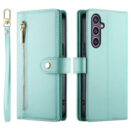 Klapkové puzdro pre Samsung Galaxy S25+ Plus, Wallet Zipper Pocket, zelený