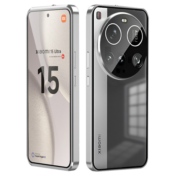 Puzdro pre Xiaomi 15 Ultra, Magnetic Dual Glass, strieborné