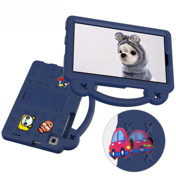 Detské puzdro pre Samsung Galaxy Tab A7 Lite 8.7 T220/T225, Cute Patterns, so stojanom, tmavomodré
