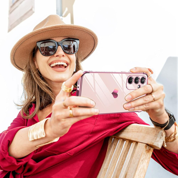 Obal na mobil pre Samsung Galaxy A54 5G, Electro heart, ružové rose gold + 2x sklo 9H
