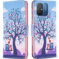 Klapkové puzdro pre Xiaomi Redmi 12C, Wallet, tree & owls, modré