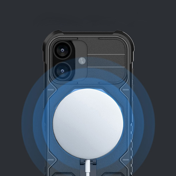 Puzdro pre iPhone 17, pre MagSafe, pancierované so stojanom, čierne