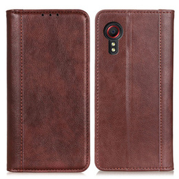 Obal na mobil pre Samsung Galaxy Xcover 7, Wallet Litchi Leather, hnedé