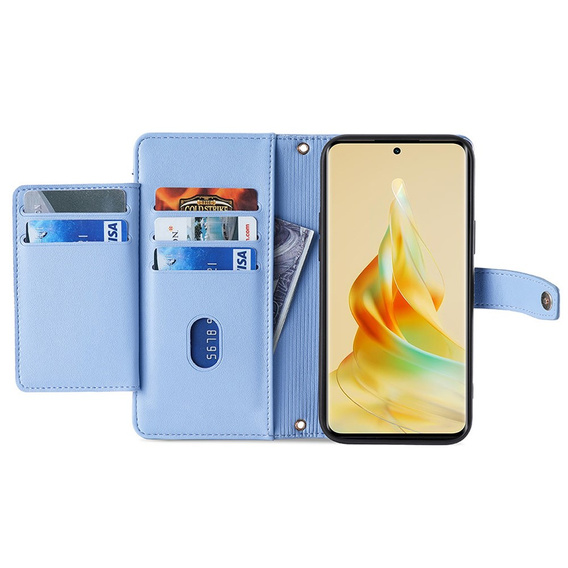 Klapkové puzdro pre Oppo A38 / A18 4G, Wallet Zipper Pocket, modré