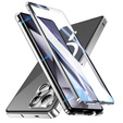 Magnetické puzdro Dual Glass MagSafe pre Samsung Galaxy S25 Ultra, strieborné