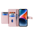 Klapkové puzdro pre iPhone 14, Wallet Zipper Pocket, ružové