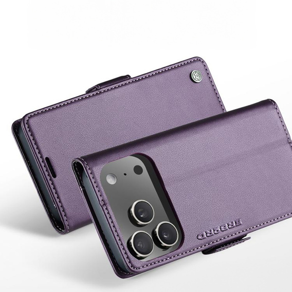 ERBORD Lesklé peňaženkové puzdro Litchi s chlopňou pre iPhone 17 Pro Max