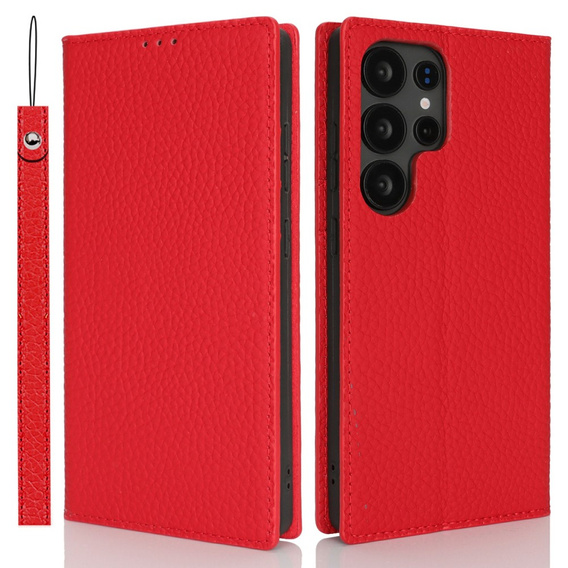 Klapkové puzdro pre Samsung Galaxy S25 Ultra, Litchi Skin Grain, červené
