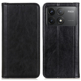 Flipové puzdro pre Xiaomi Poco F6 Pro, Split Leather, čierne