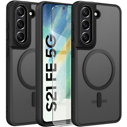 Puzdro pre Samsung Galaxy S21 FE, pre MagSafe, ERBORD Matt Case, čierny + sklo na displej