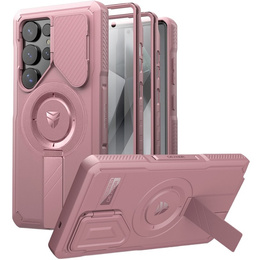 Obrnené puzdro pre Samsung Galaxy S25 Ultra, Dexnor CamProtect MagSafe, ružové (dva rámčeky)