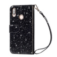 Klapkové puzdro pre Huawei P20 Lite, Glitter Zipper Wallet, čierne
