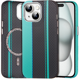 Puzdro pre iPhone 15, Carbon Fiber MagSafe, čierna / modrá