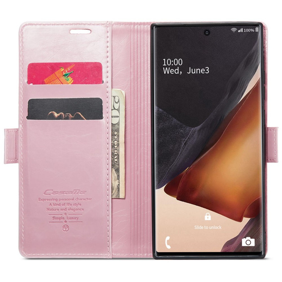 CASEME flipové puzdro pre Samsung Galaxy Note 20 Ultra, Waxy Textured, ružové