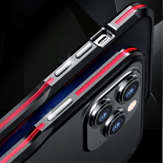 Puzdro LUPHIE pre iPhone 15 Pro Max, Armor Bumper, čierna / červená
