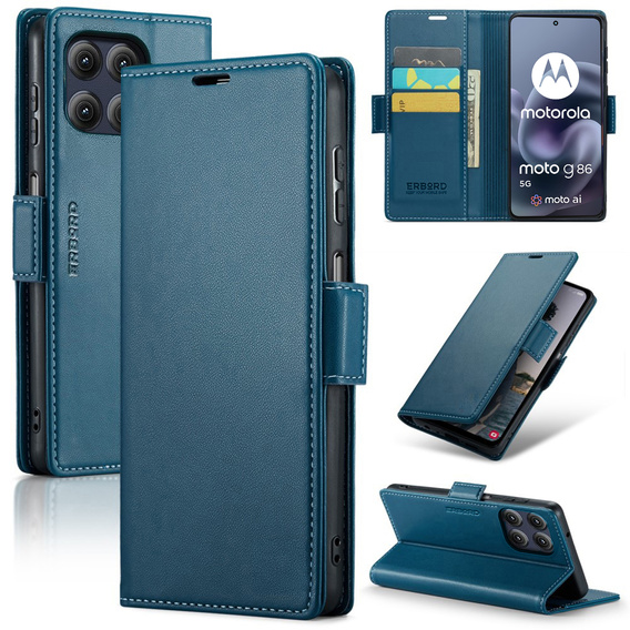 ERBORD Lesklá peňaženka Litchi s chlopňou pre Motorola Moto G86 5G / G86 Power 5G