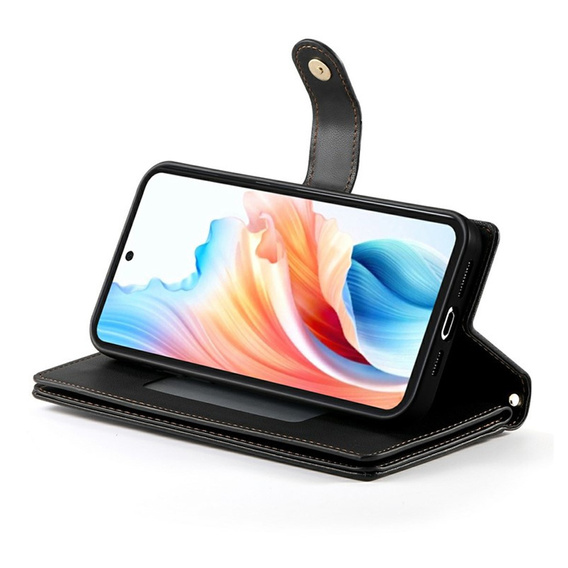 Flipové puzdro so zipsovým vreckom pre Samsung Galaxy A57 5G, čierne