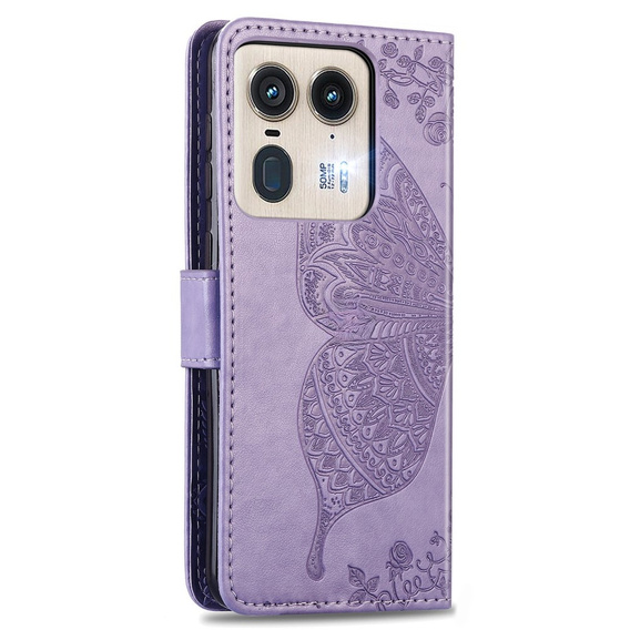 Klapkové puzdro pre Motorola Edge 50 Ultra, Butterfly, fialové