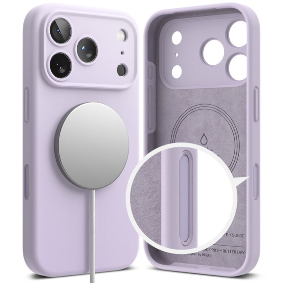 Puzdro Ringke pre iPhone 17 Pro Max, silikónové magnetické puzdro MagSafe, svetlo fialové