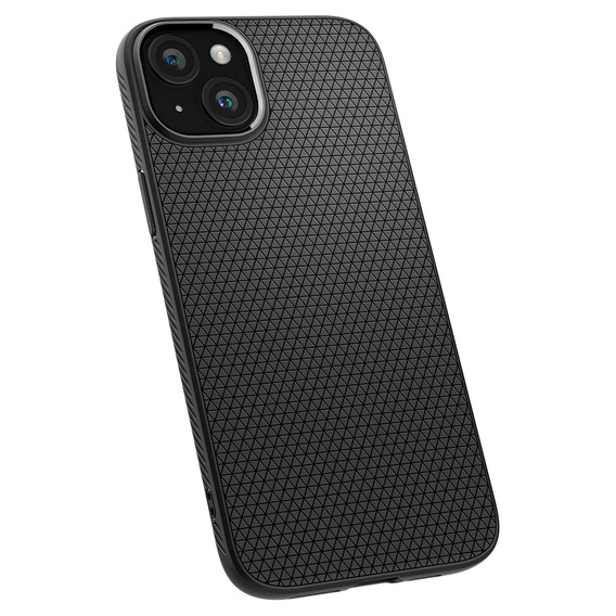 Puzdro Spigen pre iPhone 15, Liquid Air, čierne + tvrdené sklo 9H