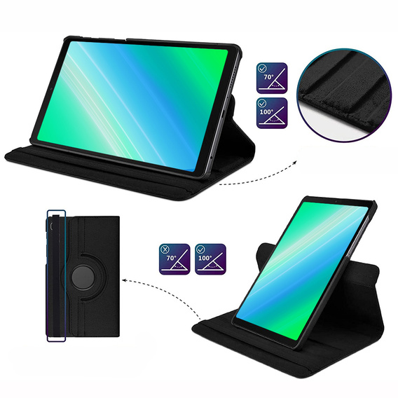 Puzdro pre Samsung Galaxy Tab A7 Lite 8.7 T220 / T225 TB330FU 10.95", otočné o 360°, čierne
