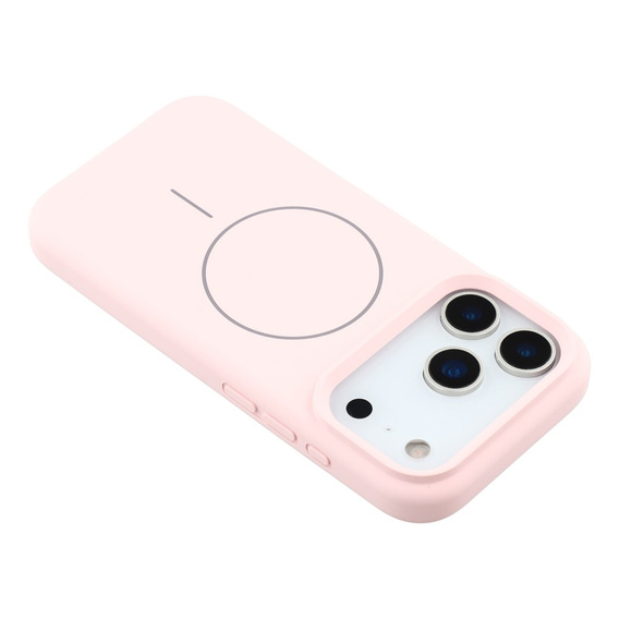 Silikónové puzdro pre iPhone 17 Pro Max, pre MagSafe, proti nárazom, ružové