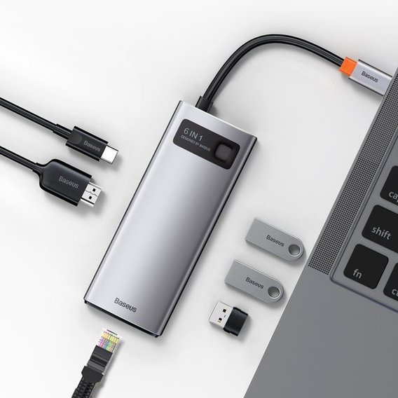 Kovová dokovacia stanica Metal Gleam Series 6 v 1 pre zariadenia USB-C