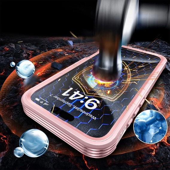 Puzdro pre iPhone 16 Pro Max, Shockproof, so sklom, pre MagSafe, ružové