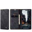 CASEME puzdro pre iPhone 14 Pro, Leather Wallet Case, čierne