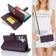 Klapkové puzdro pre Samsung Galaxy S24 Ultra, Wallet Zipper Pocket RFID, s popruhom cez rameno, čierne