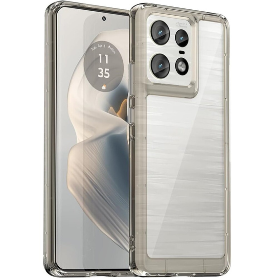 Obal na mobil pre Motorola Edge 50 Pro, Fusion Hybrid, priehľadné / sivé