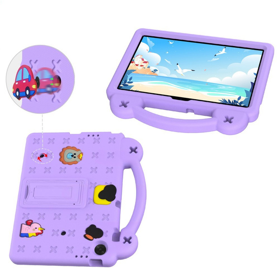 Detské puzdro pre Lenovo Tab TB311FU, Cute Patterns, so stojanom, fialové