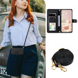 Puzdro s chlopňou pre Samsung Galaxy S25 FE, Rhombus Crossbody Leather, čierne