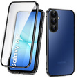 Puzdro pre Samsung Galaxy A17 5G, magnetické dvojité sklo, priehľadné s čiernymi stranami