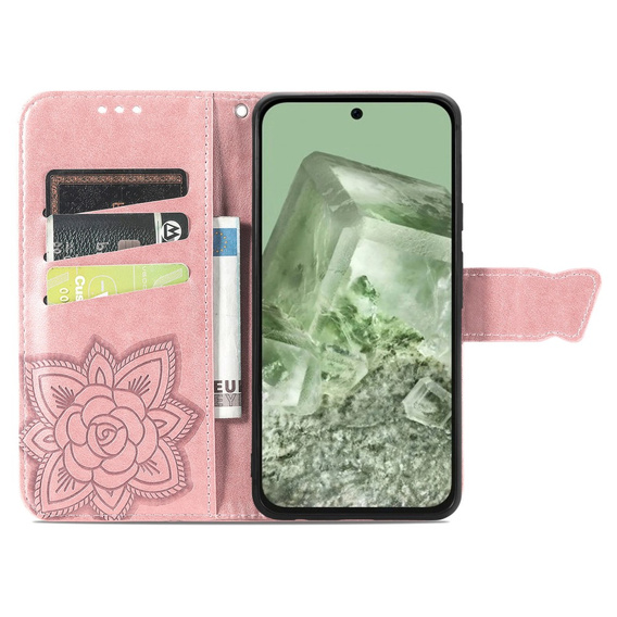 Klapkové puzdro pre Google Pixel 8A, Butterfly, ružové rose gold