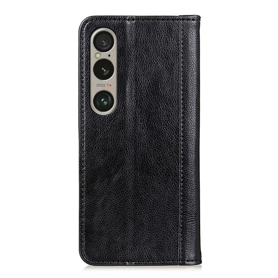 Flipové puzdro pre Sony Xperia 1 VI, Split Leather, čierne