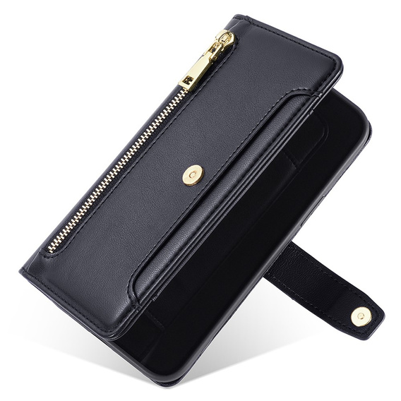 Klapkové puzdro pre Oppo Reno8 T 4G, Wallet Zipper Pocket, čierne