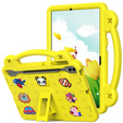 Detské puzdro pre Samsung Galaxy Tab S9 FE+ Plus, Cute Patterns, so stojanom, žlté