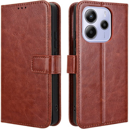 Klapkové puzdro pre Xiaomi Redmi Note 14 4G, Crazy Horse Wallet, hnedé
