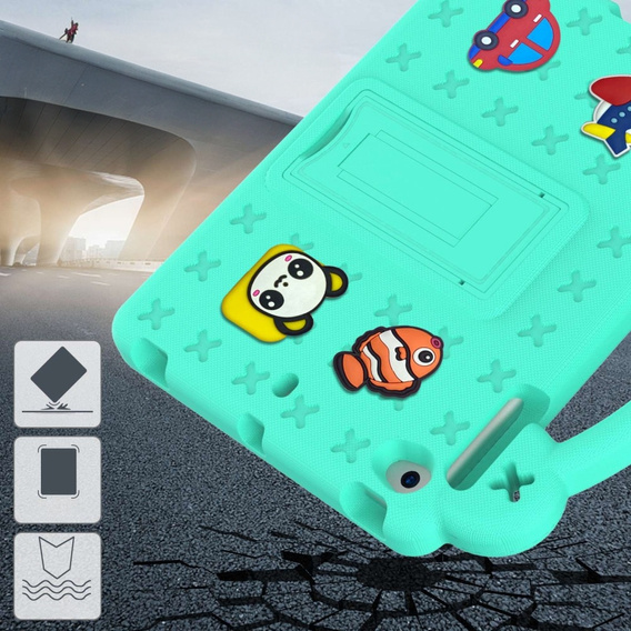 Detské puzdro pre iPad mini 7.9" 2019/2015/2014/2013/2012 (5/4/3/2/1 gen.), Cute Patterns, so stojanom, zelený